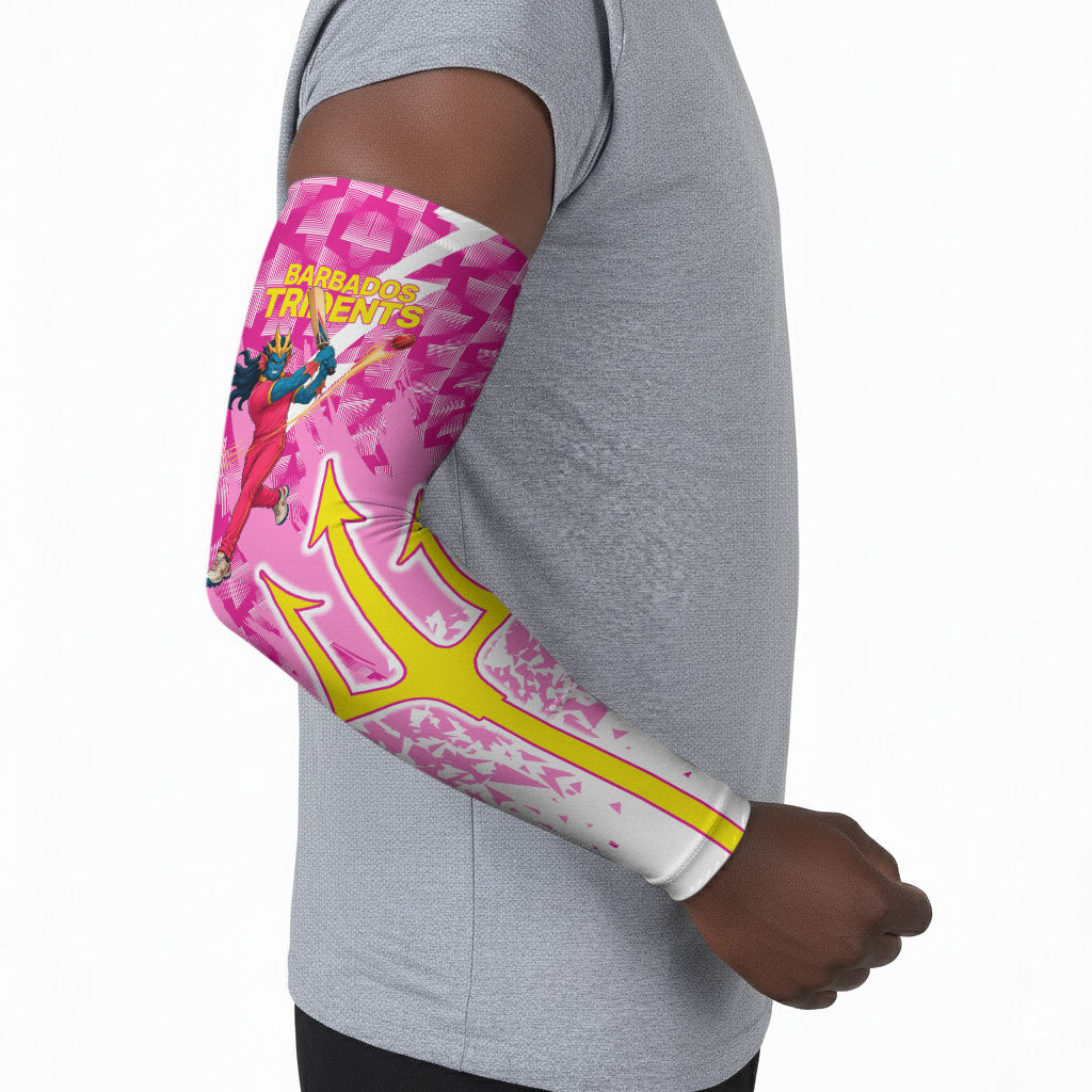 Personalized Barbados Tridents Cricket Arm Sleeves Trident Graphic Splash Pattern Caribbean Sport
