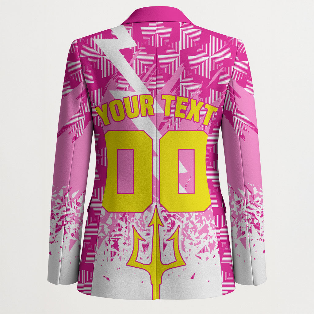 Personalized Barbados Tridents Cricket Blazer Trident Graphic Splash Pattern Caribbean Sport