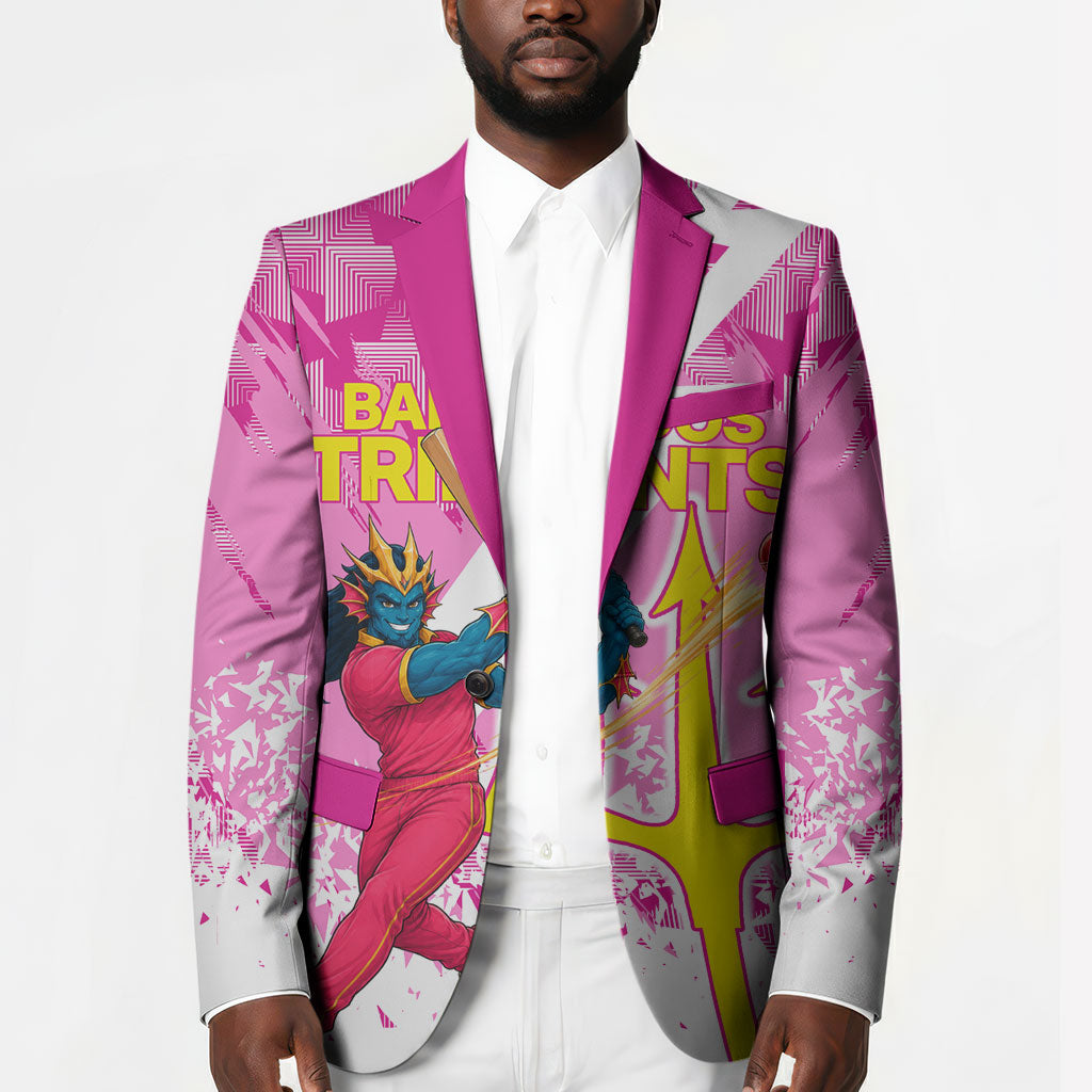 Personalized Barbados Tridents Cricket Blazer Trident Graphic Splash Pattern Caribbean Sport
