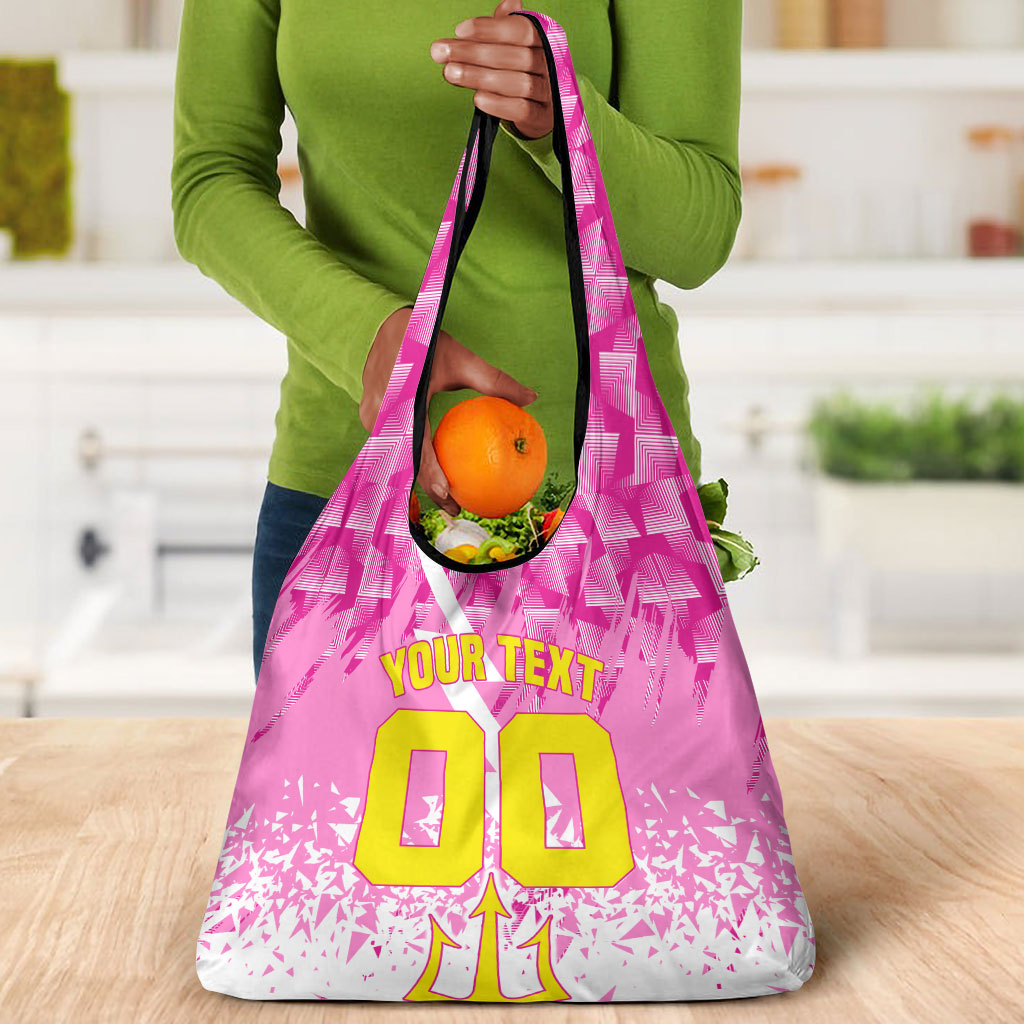 Personalized Barbados Tridents Cricket Grocery Bag Trident Graphic Splash Pattern Caribbean Sport