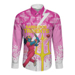 Personalized Barbados Tridents Cricket Long Sleeve Button Shirt Trident Graphic Splash Pattern Caribbean Sport
