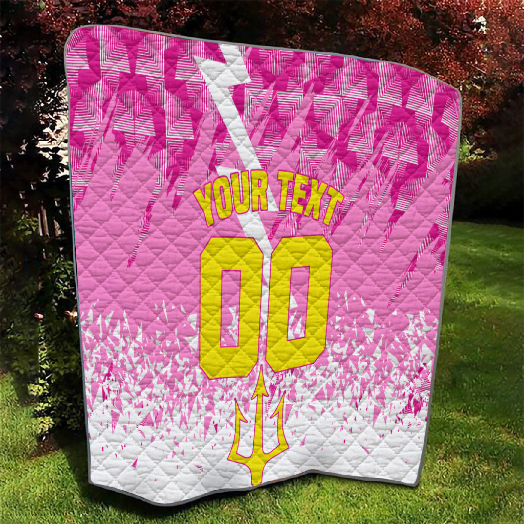 Personalized Barbados Tridents Cricket Quilt Trident Graphic Splash Pattern Caribbean Sport