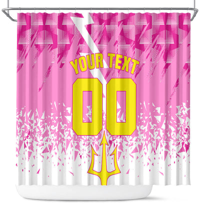 Personalized Barbados Tridents Cricket Shower Curtain Trident Graphic Splash Pattern Caribbean Sport
