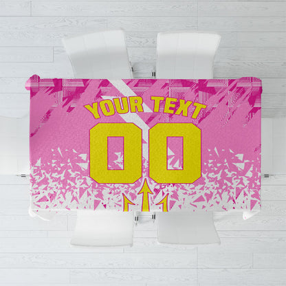 Personalized Barbados Tridents Cricket Tablecloth Trident Graphic Splash Pattern Caribbean Sport
