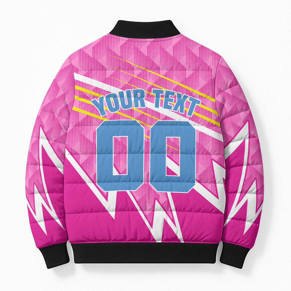 Personalized Barbados Cricket Tridents Bomber Puffer Jacket Graphic Geometric Dynamic Sports Mascot