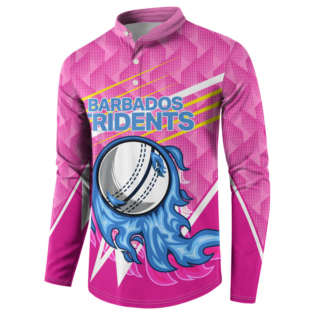 Personalized Barbados Cricket Tridents Button Sweatshirt Graphic Geometric Dynamic Sports Mascot