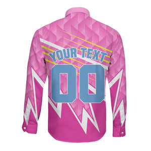 Personalized Barbados Cricket Tridents Long Sleeve Button Shirt Graphic Geometric Dynamic Sports Mascot