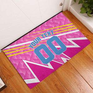Personalized Barbados Cricket Tridents Rubber Doormat Graphic Geometric Dynamic Sports Mascot