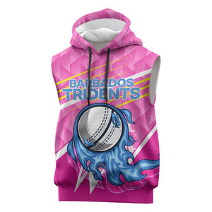 Personalized Barbados Cricket Tridents Sleeveless Hoodie Graphic Geometric Dynamic Sports Mascot