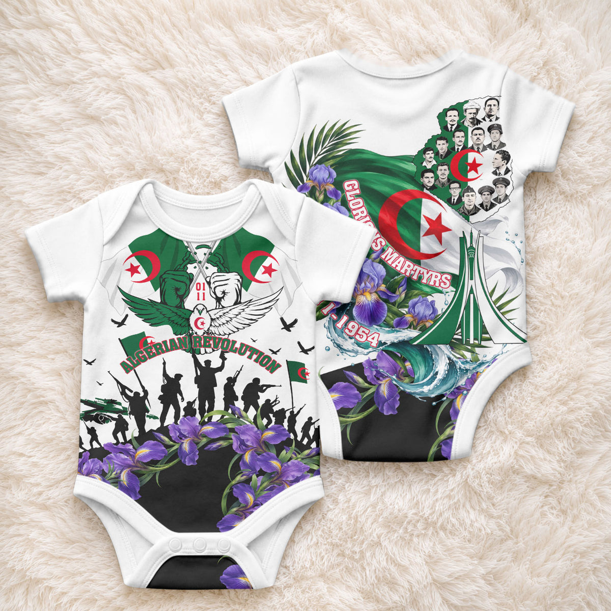Algeria Revolution Day Baby Onesie Algerian Flag Patriot - Glorious Martyrs