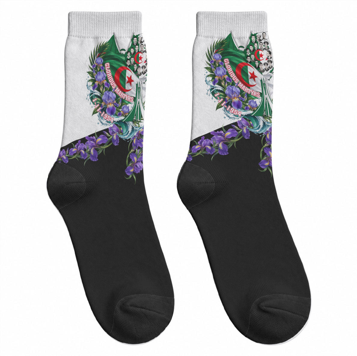 Algeria Revolution Day Crew Socks Algerian Flag Patriot - Glorious Martyrs