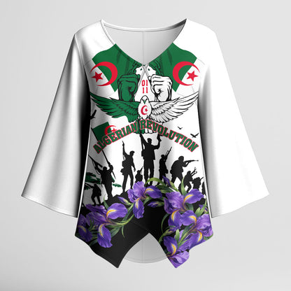 Algeria Revolution Day Kimono Sleeve Blouse Algerian Flag Patriot - Glorious Martyrs