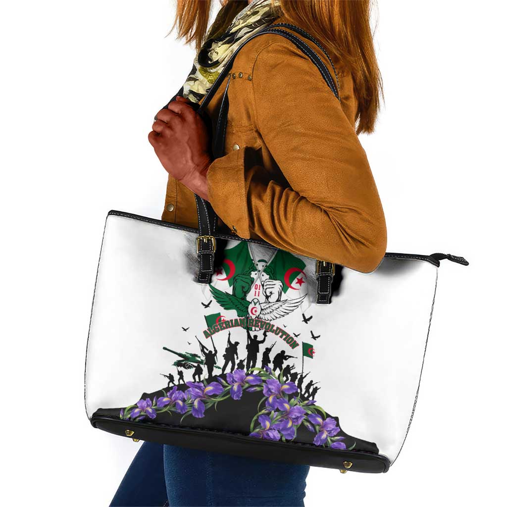 Algeria Revolution Day Leather Tote Bag Algerian Flag Patriot - Glorious Martyrs