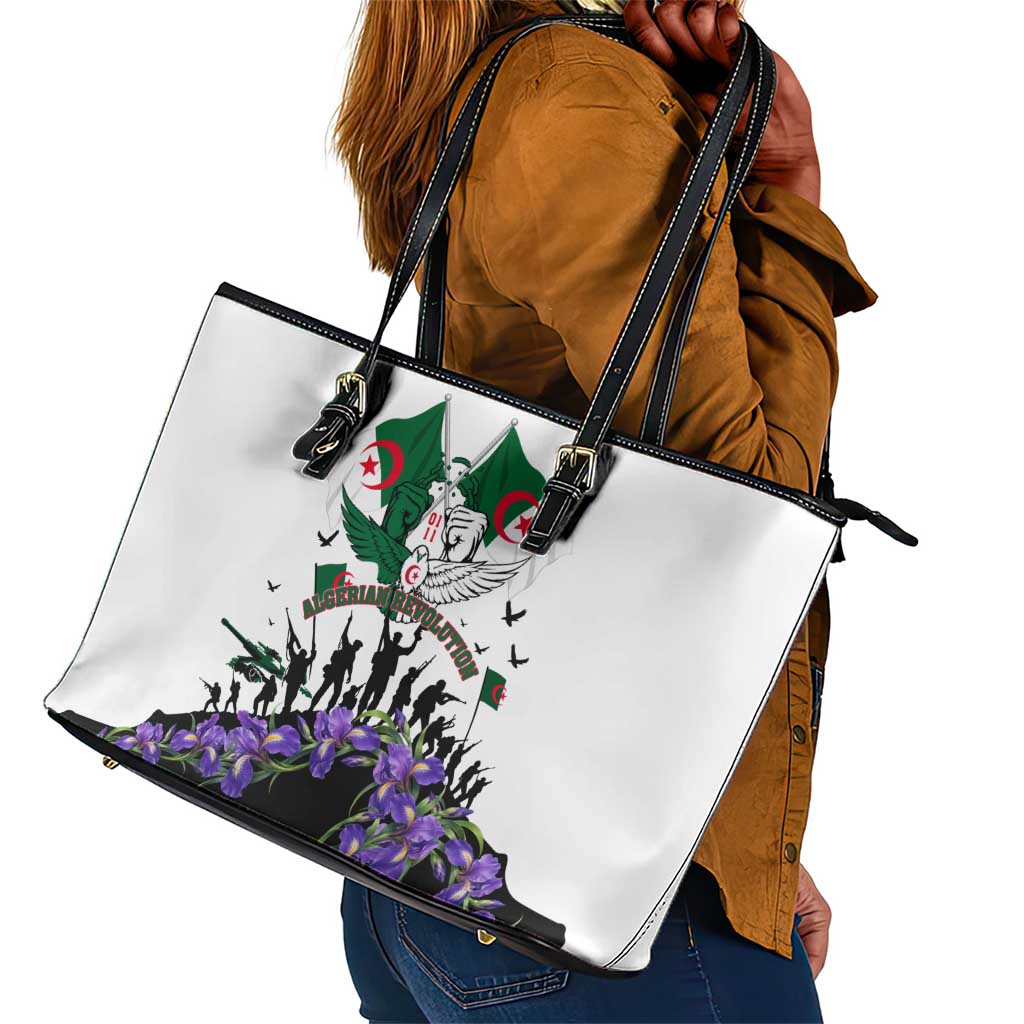 Algeria Revolution Day Leather Tote Bag Algerian Flag Patriot - Glorious Martyrs