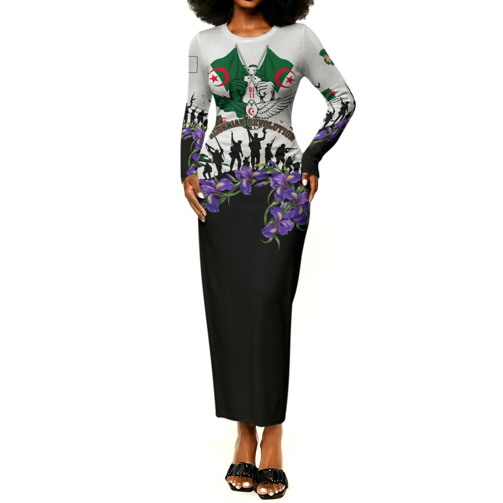 Algeria Revolution Day Long Sleeve Bodycon Dress Algerian Flag Patriot - Glorious Martyrs