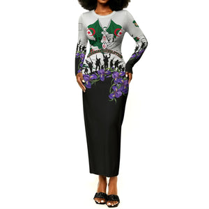 Algeria Revolution Day Long Sleeve Bodycon Dress Algerian Flag Patriot - Glorious Martyrs