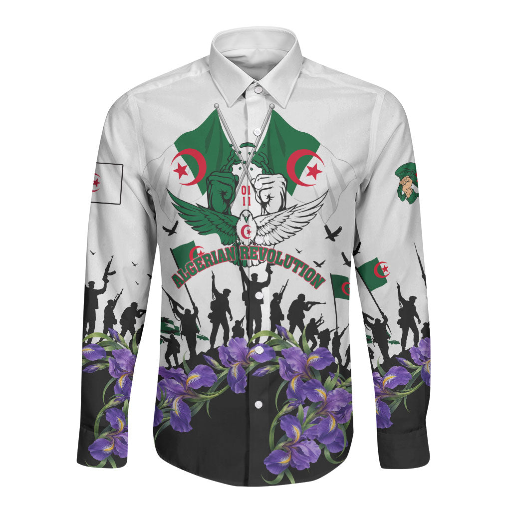 Algeria Revolution Day Long Sleeve Button Shirt Algerian Flag Patriot - Glorious Martyrs