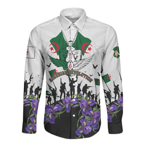 Algeria Revolution Day Long Sleeve Button Shirt Algerian Flag Patriot - Glorious Martyrs
