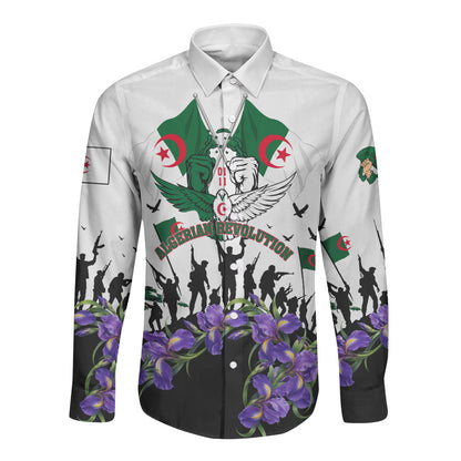 Algeria Revolution Day Long Sleeve Button Shirt Algerian Flag Patriot - Glorious Martyrs