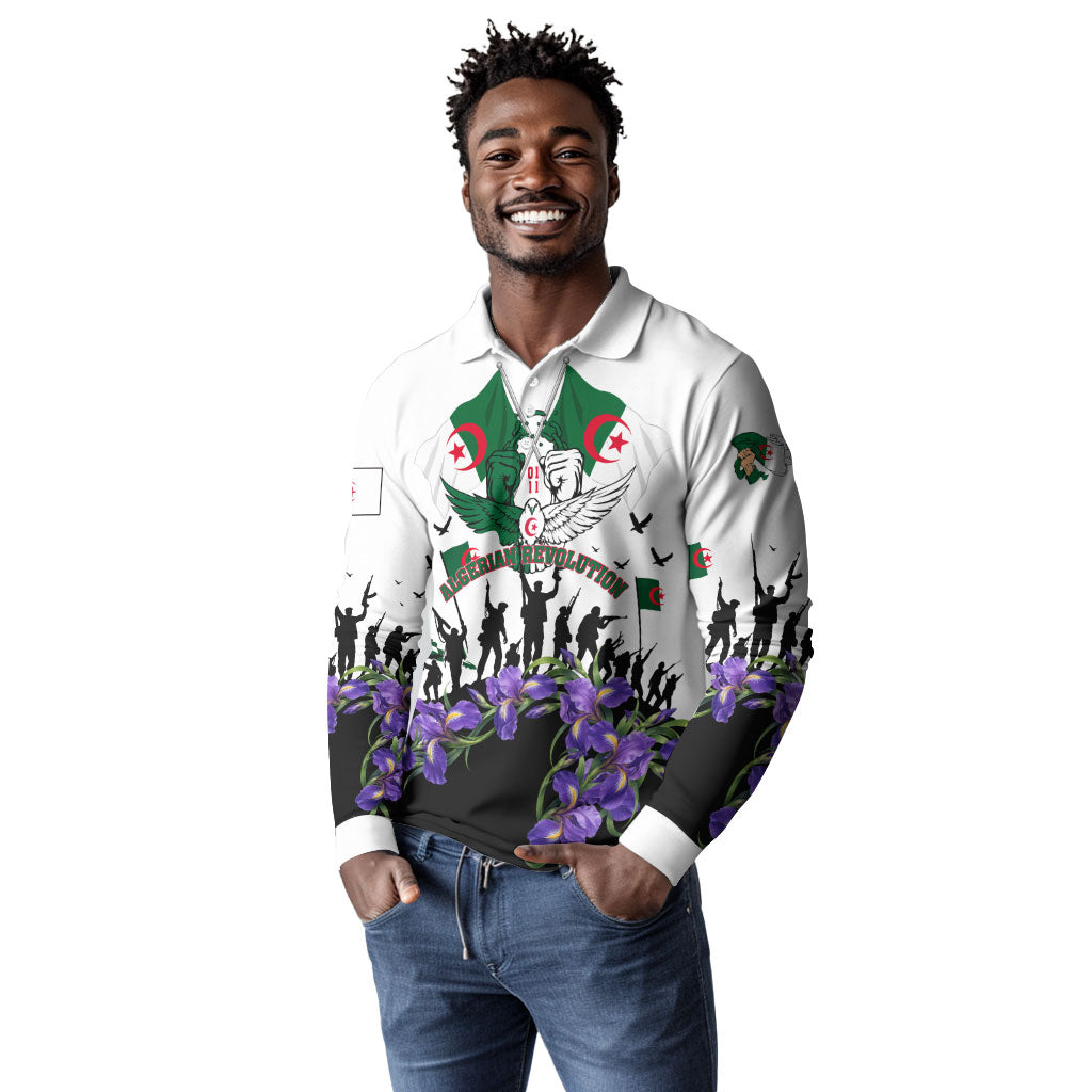 Algeria Revolution Day Long Sleeve Polo Shirt Algerian Flag Patriot - Glorious Martyrs