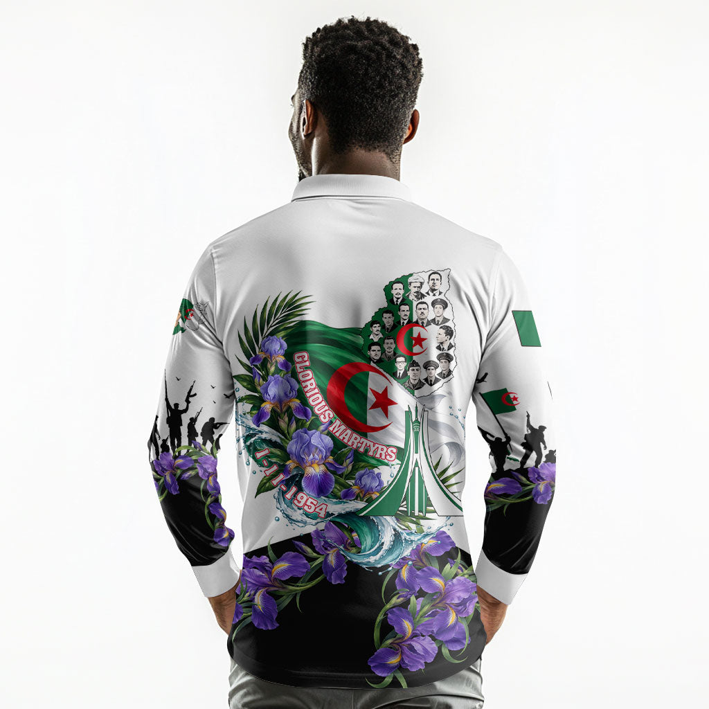 Algeria Revolution Day Long Sleeve Polo Shirt Algerian Flag Patriot - Glorious Martyrs