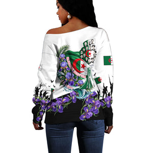 Algeria Revolution Day Off Shoulder Sweater Algerian Flag Patriot - Glorious Martyrs