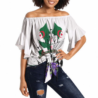 Algeria Revolution Day Off Shoulder Wrap Waist Top Algerian Flag Patriot - Glorious Martyrs