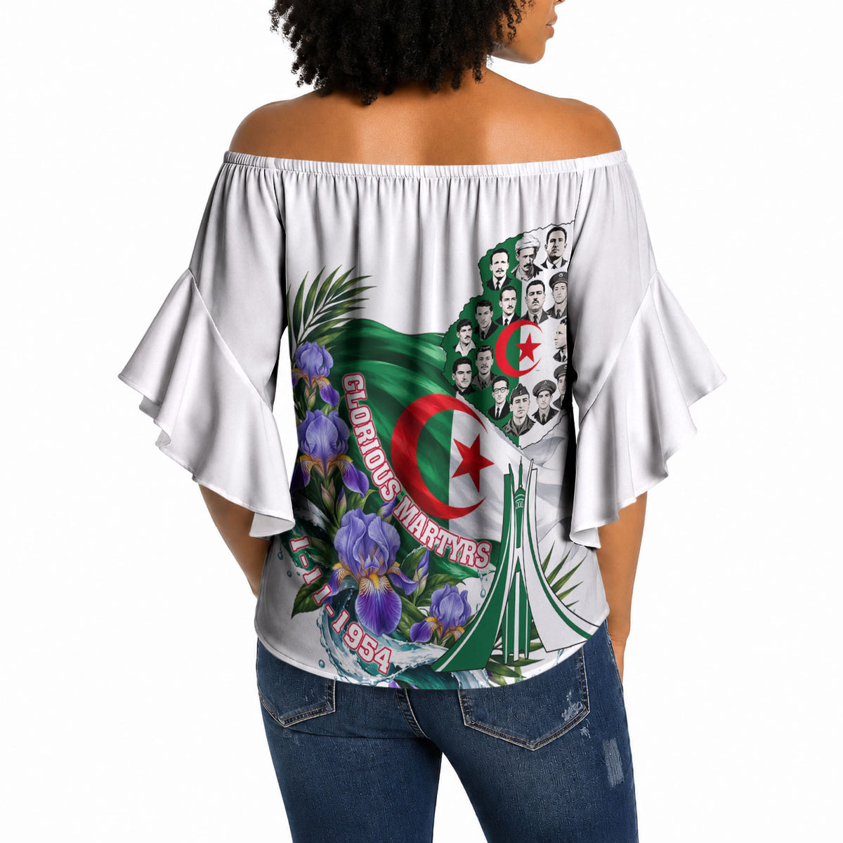 Algeria Revolution Day Off Shoulder Wrap Waist Top Algerian Flag Patriot - Glorious Martyrs