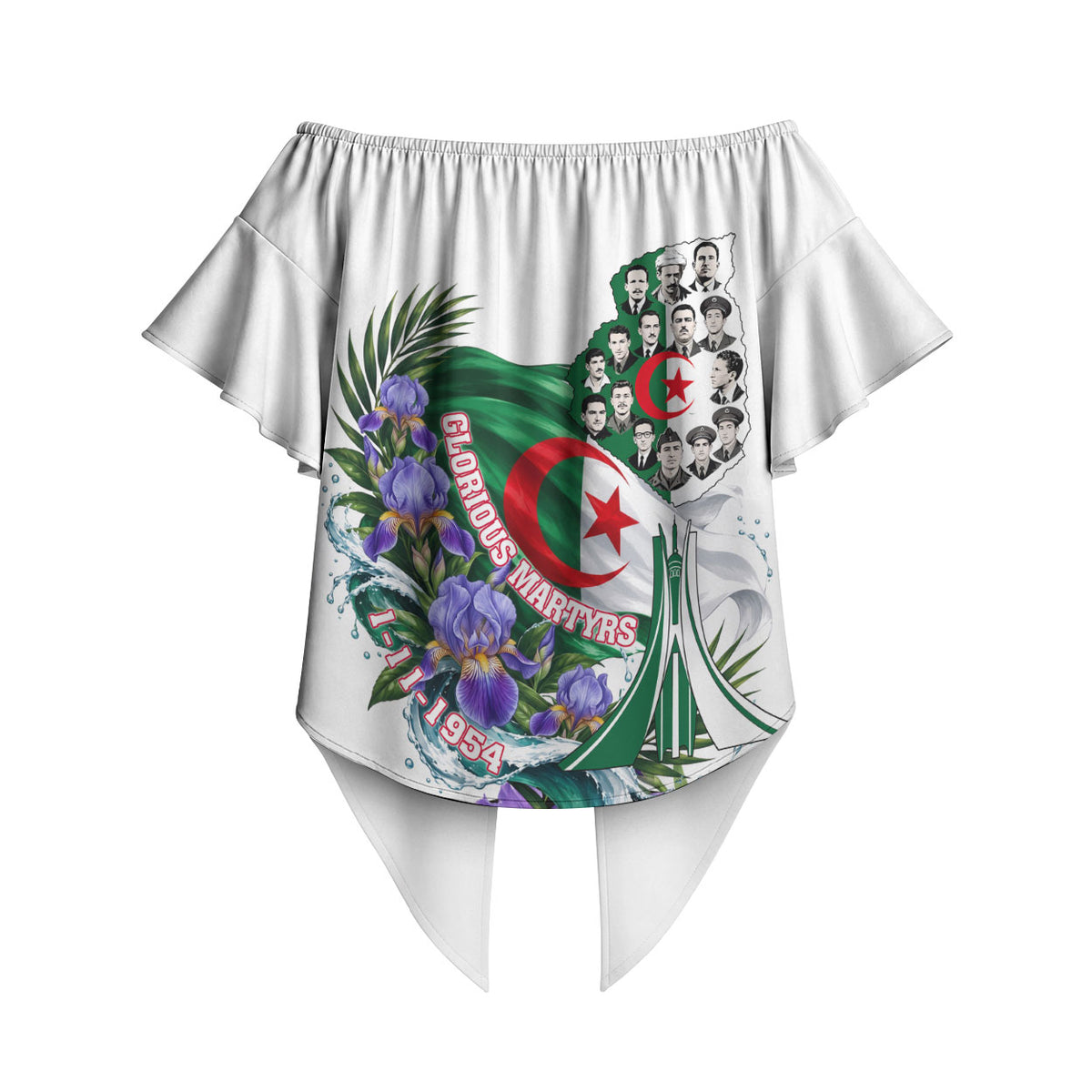 Algeria Revolution Day Off Shoulder Wrap Waist Top Algerian Flag Patriot - Glorious Martyrs