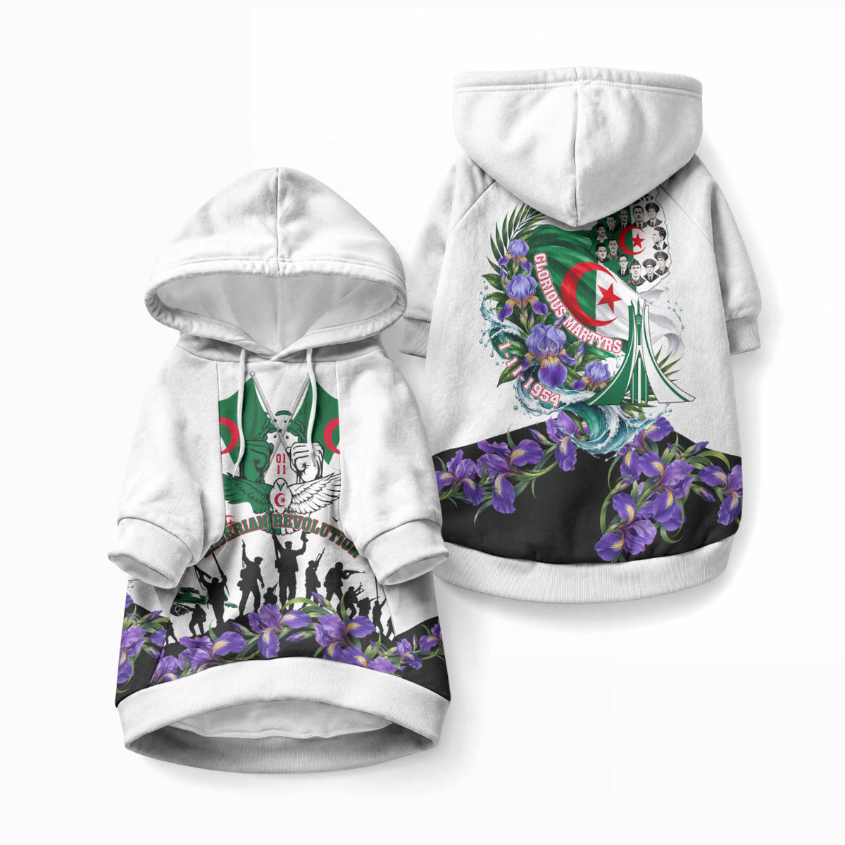 Algeria Revolution Day Pet Hoodie Algerian Flag Patriot - Glorious Martyrs