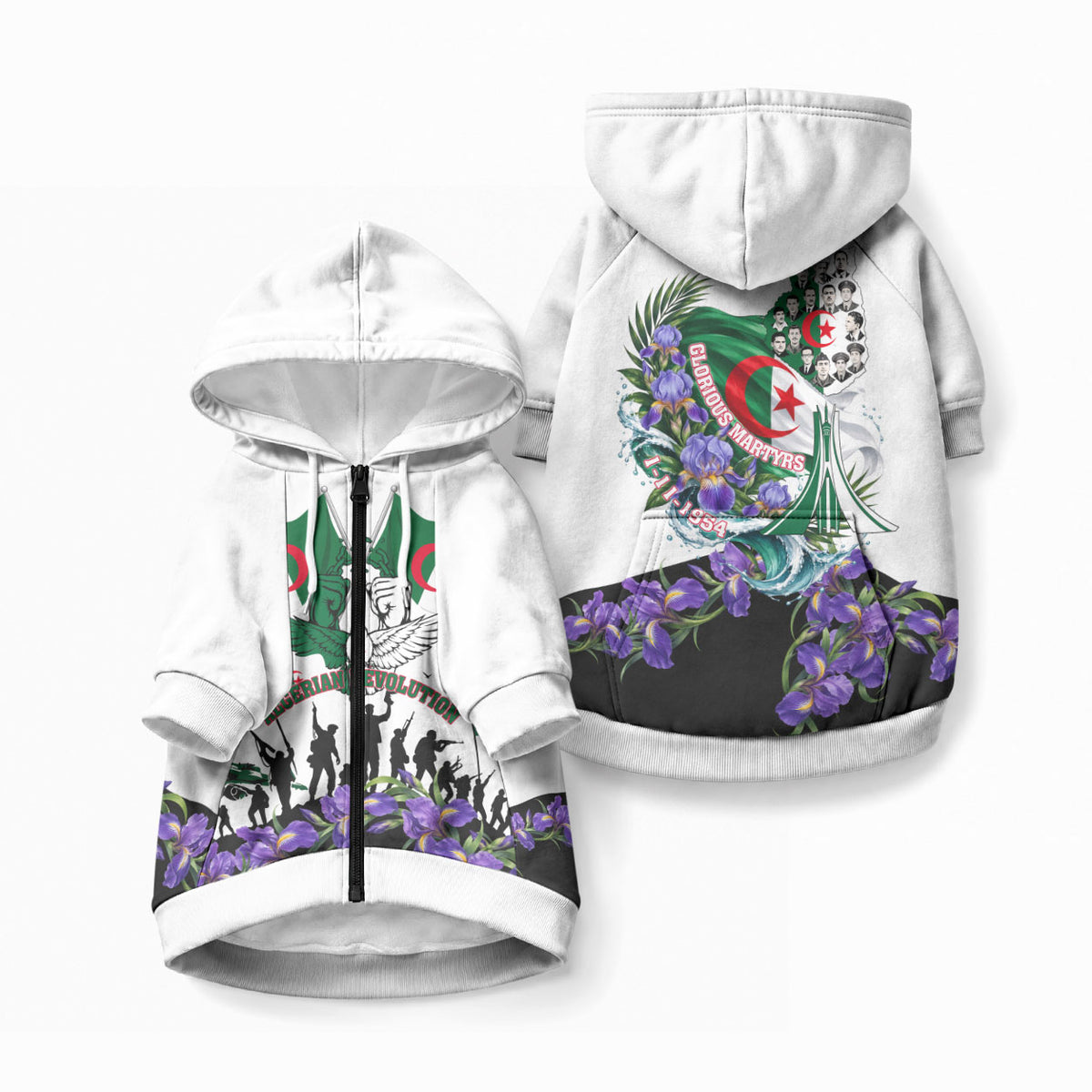 Algeria Revolution Day Pet Hoodie Algerian Flag Patriot - Glorious Martyrs