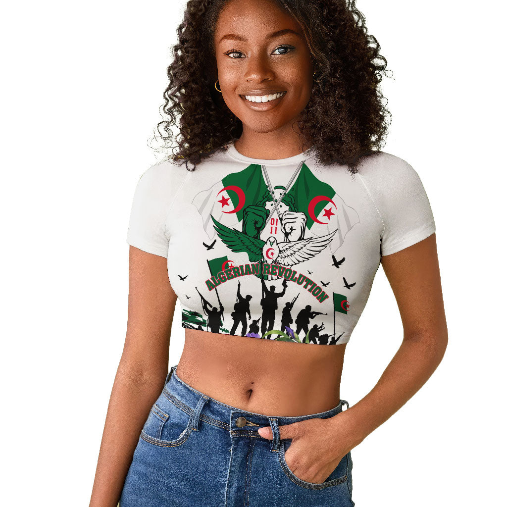 Algeria Revolution Day Raglan Cropped T shirt Algerian Flag Patriot - Glorious Martyrs