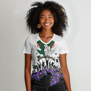 Algeria Revolution Day Women V-Neck T-Shirt Algerian Flag Patriot - Glorious Martyrs