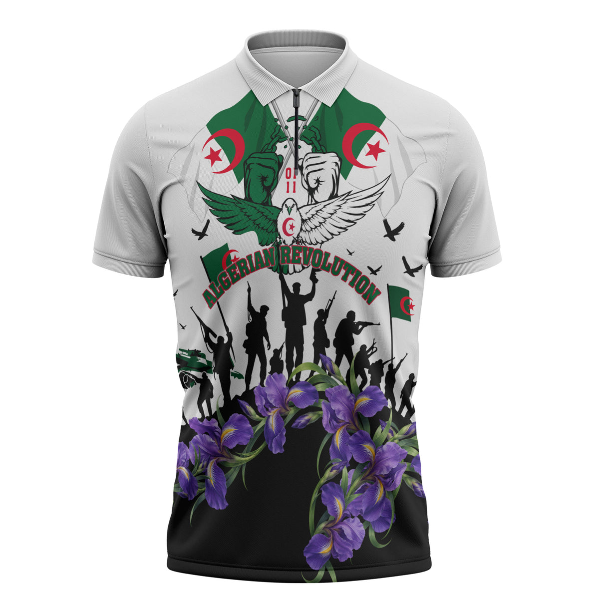 Algeria Revolution Day Zipper Polo Shirt Algerian Flag Patriot - Glorious Martyrs