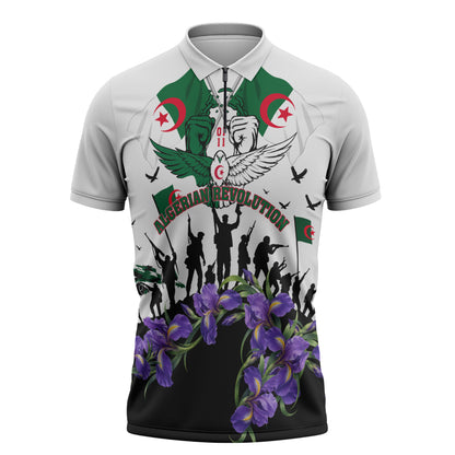 Algeria Revolution Day Zipper Polo Shirt Algerian Flag Patriot - Glorious Martyrs