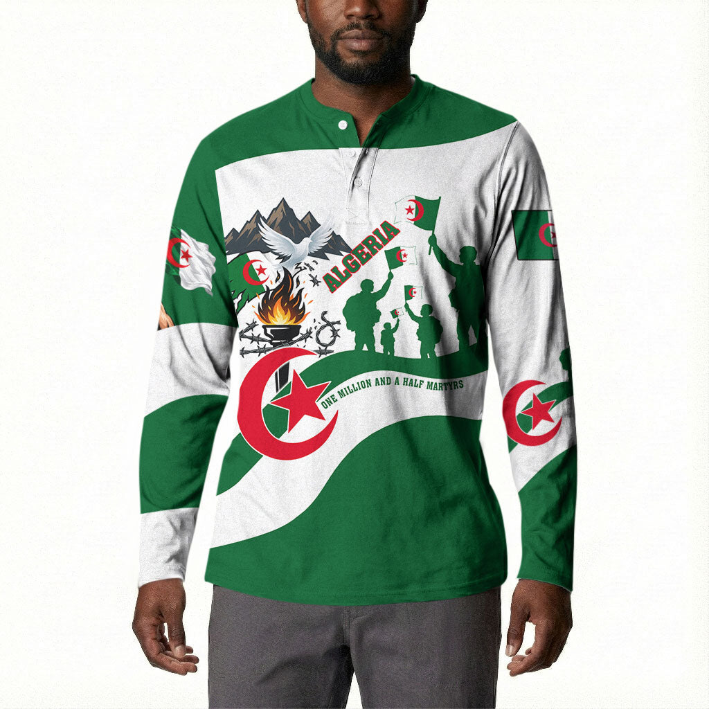 Algeria Revolution Day Button Sweatshirt Algerian Freedom Patriot - One Million And A Half Martyrs