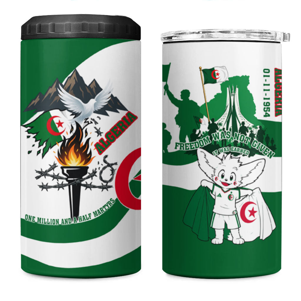 Algeria Revolution Day 4 in 1 Can Cooler Tumbler Algerian Freedom Patriot - One Million And A Half Martyrs