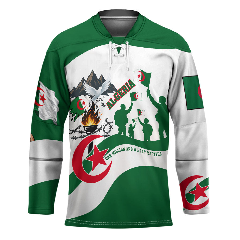 Algeria Revolution Day Hockey Jersey Algerian Freedom Patriot - One Million And A Half Martyrs