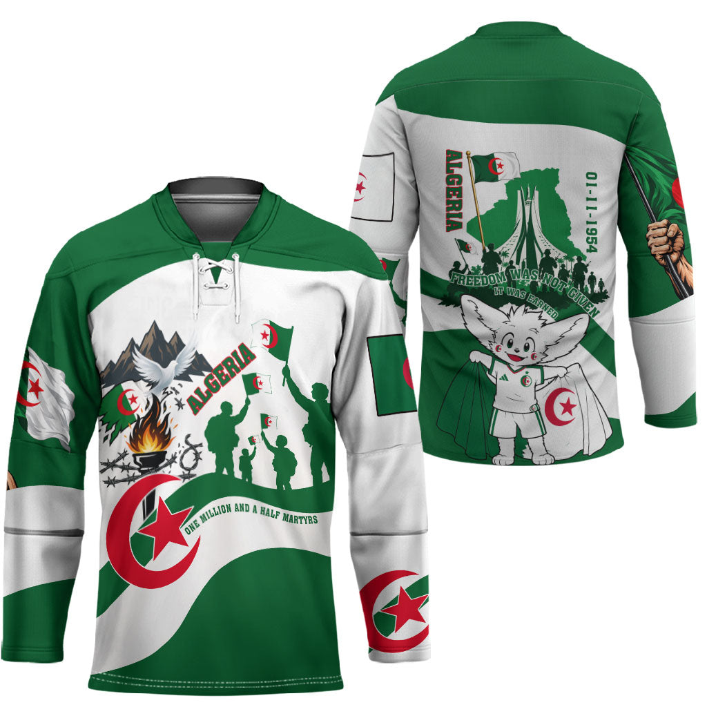 Algeria Revolution Day Hockey Jersey Algerian Freedom Patriot - One Million And A Half Martyrs