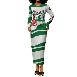 Algeria Revolution Day Long Sleeve Bodycon Dress Algerian Freedom Patriot - One Million And A Half Martyrs