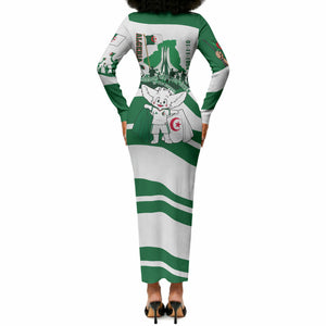 Algeria Revolution Day Long Sleeve Bodycon Dress Algerian Freedom Patriot - One Million And A Half Martyrs