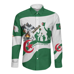 Algeria Revolution Day Long Sleeve Button Shirt Algerian Freedom Patriot - One Million And A Half Martyrs