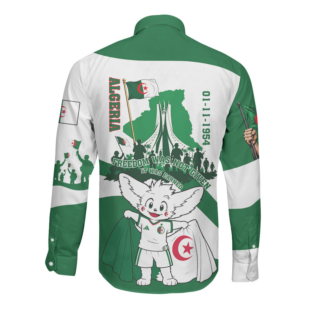 Algeria Revolution Day Long Sleeve Button Shirt Algerian Freedom Patriot - One Million And A Half Martyrs