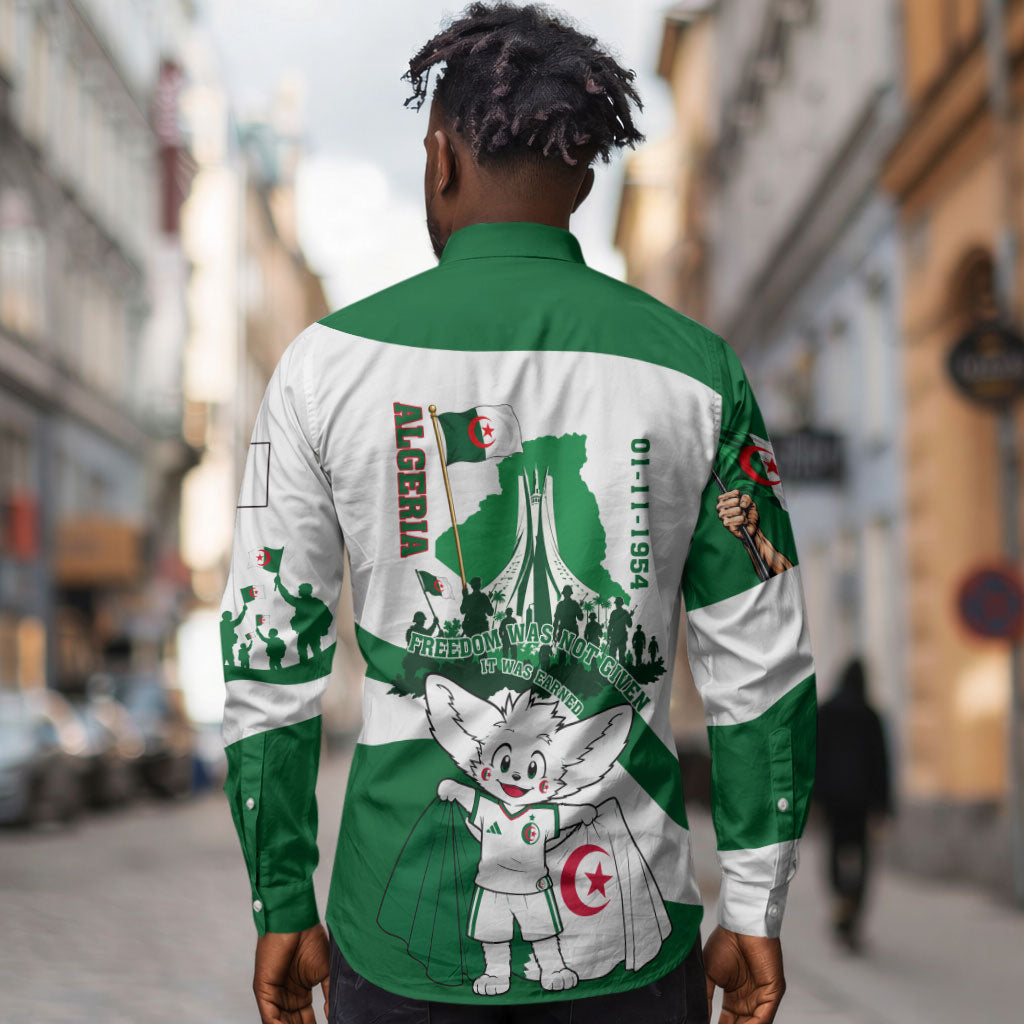 Algeria Revolution Day Long Sleeve Button Shirt Algerian Freedom Patriot - One Million And A Half Martyrs