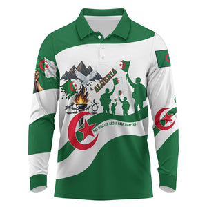 Algeria Revolution Day Long Sleeve Polo Shirt Algerian Freedom Patriot - One Million And A Half Martyrs