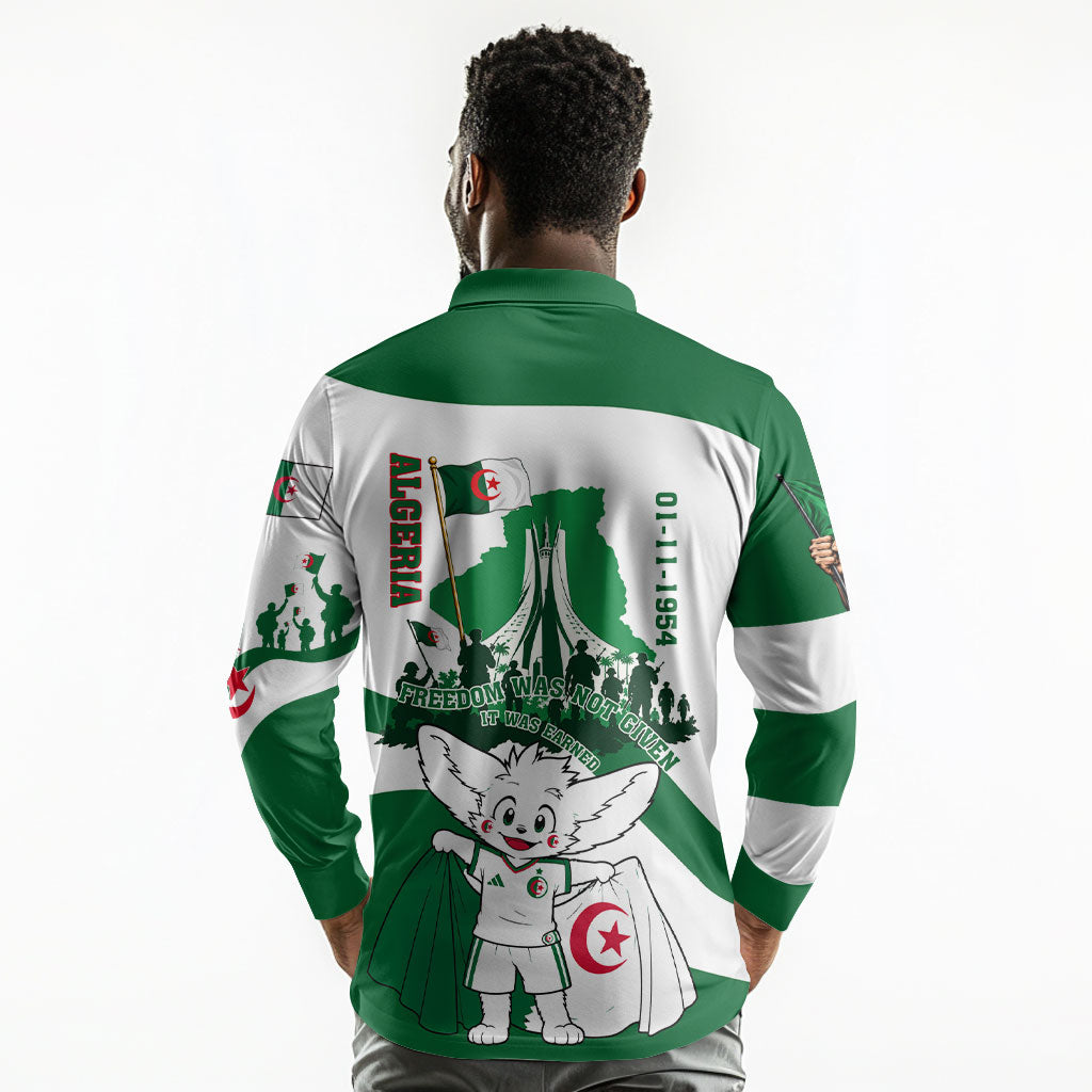 Algeria Revolution Day Long Sleeve Polo Shirt Algerian Freedom Patriot - One Million And A Half Martyrs