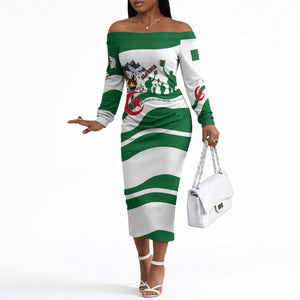 Algeria Revolution Day Off The Shoulder Long Sleeve Dress Algerian Freedom Patriot - One Million And A Half Martyrs