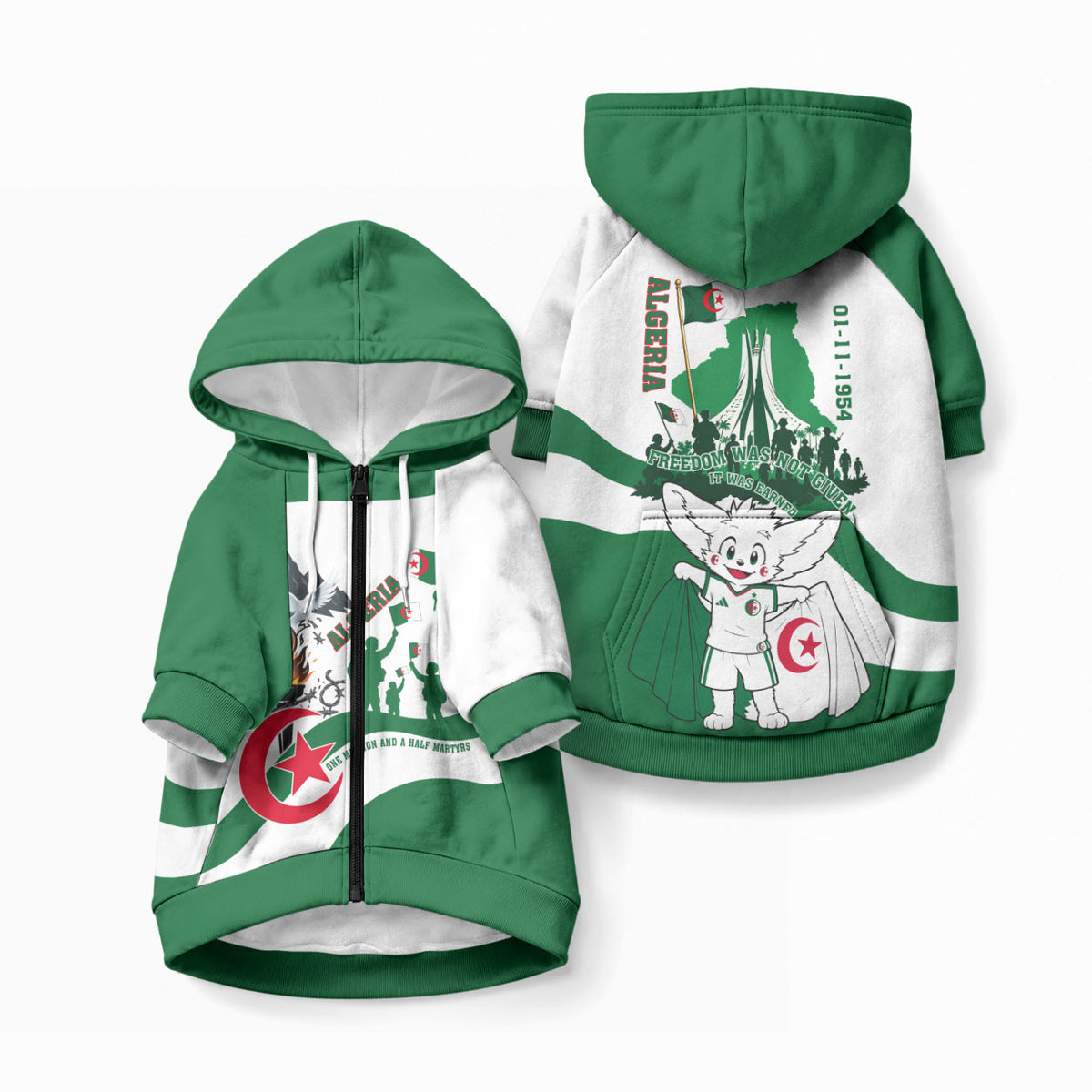 Algeria Revolution Day Pet Hoodie Algerian Freedom Patriot - One Million And A Half Martyrs
