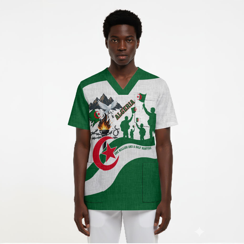 Algeria Revolution Day Scrub Top Algerian Freedom Patriot - One Million And A Half Martyrs