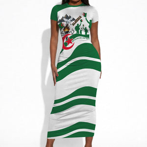 Algeria Revolution Day Short Sleeve Bodycon Dress Algerian Freedom Patriot - One Million And A Half Martyrs